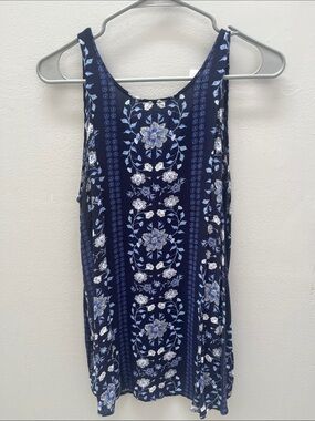 Old Navy Navy Blue Floral Tank Top